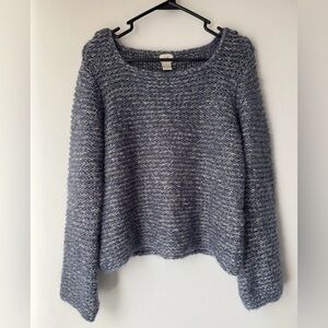 Vintage J Jill Blue Loose Knit Cotton Mohair Blend Sweater Medium